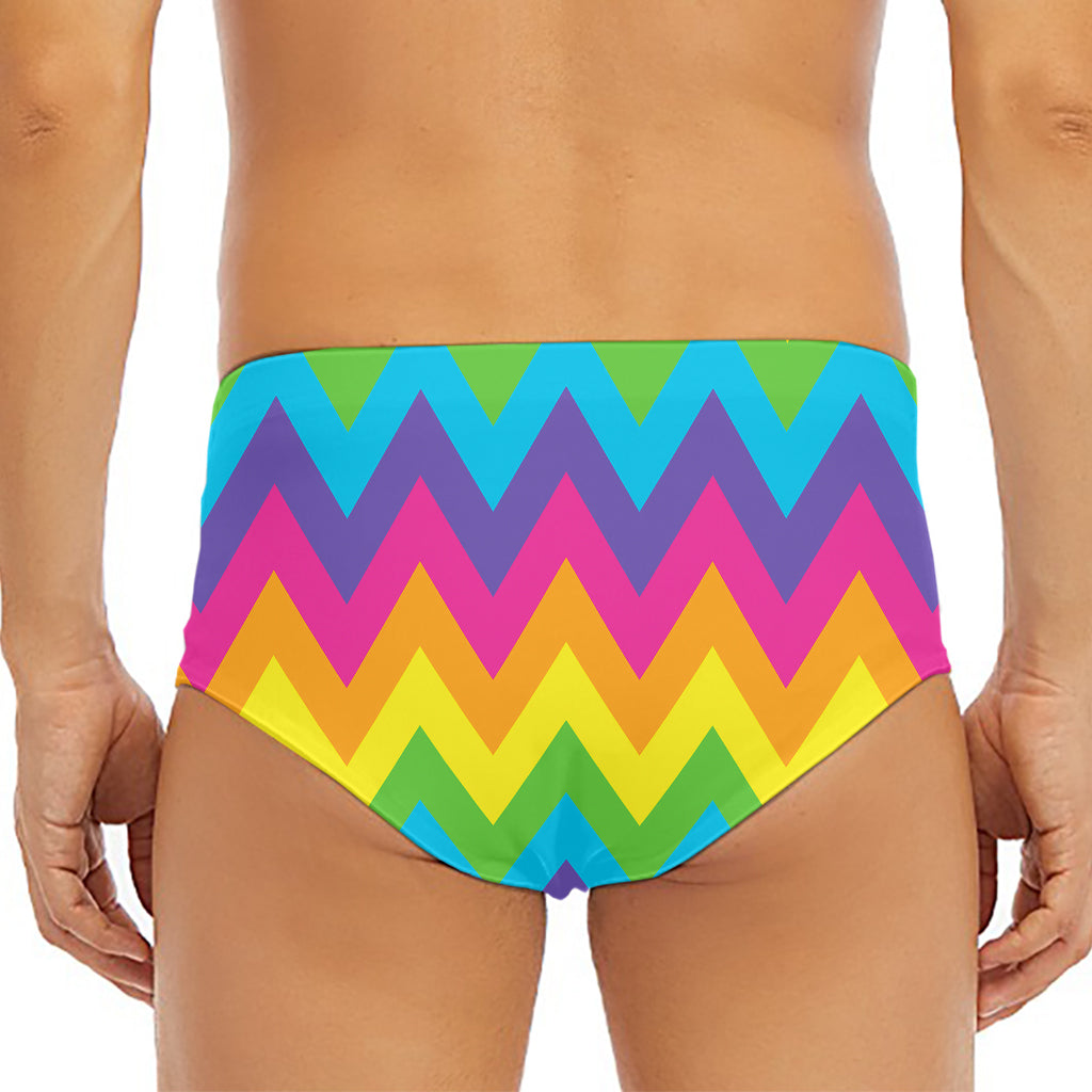 Colorful Zigzag Pattern Print Men's Triangle Swim Briefs