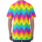 Colorful Zigzag Pattern Print Men's Velvet T-Shirt
