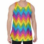 Colorful Zigzag Pattern Print Men's Velvet Tank Top