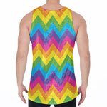 Colorful Zigzag Pattern Print Men's Velvet Tank Top