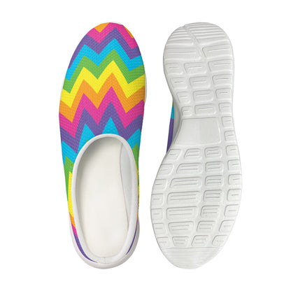 Colorful Zigzag Pattern Print Mesh Casual Shoes