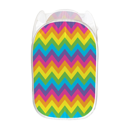 Colorful Zigzag Pattern Print Mesh Laundry Hamper