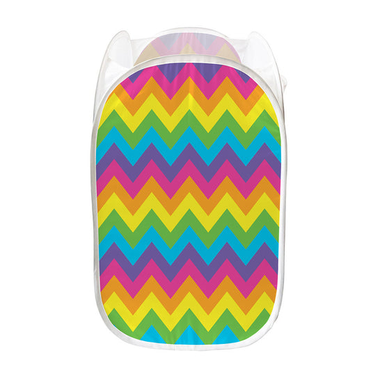 Colorful Zigzag Pattern Print Mesh Laundry Hamper