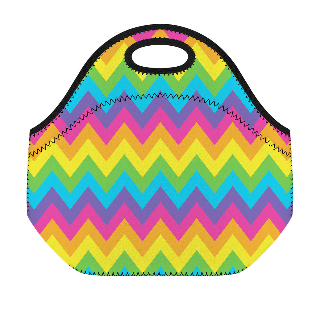 Colorful Zigzag Pattern Print Neoprene Lunch Bag