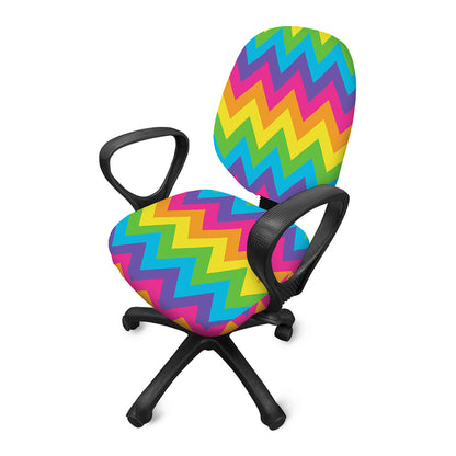 Colorful Zigzag Pattern Print Office Chair Cover
