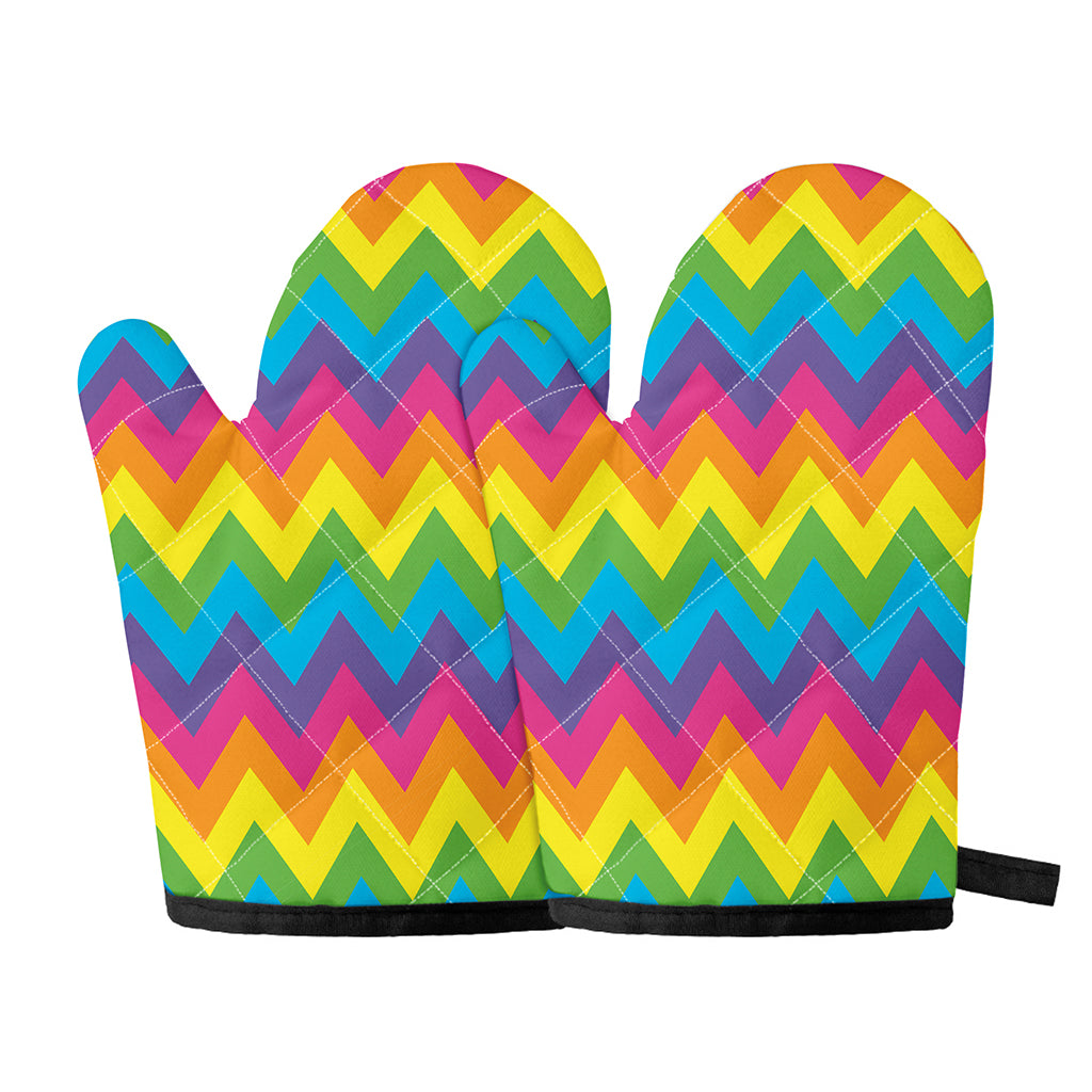Colorful Zigzag Pattern Print Oven Mitts
