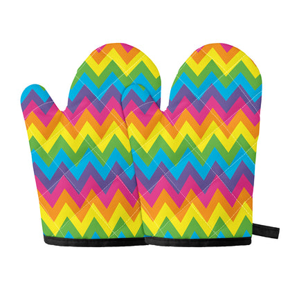 Colorful Zigzag Pattern Print Oven Mitts