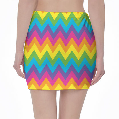 Colorful Zigzag Pattern Print Pencil Mini Skirt