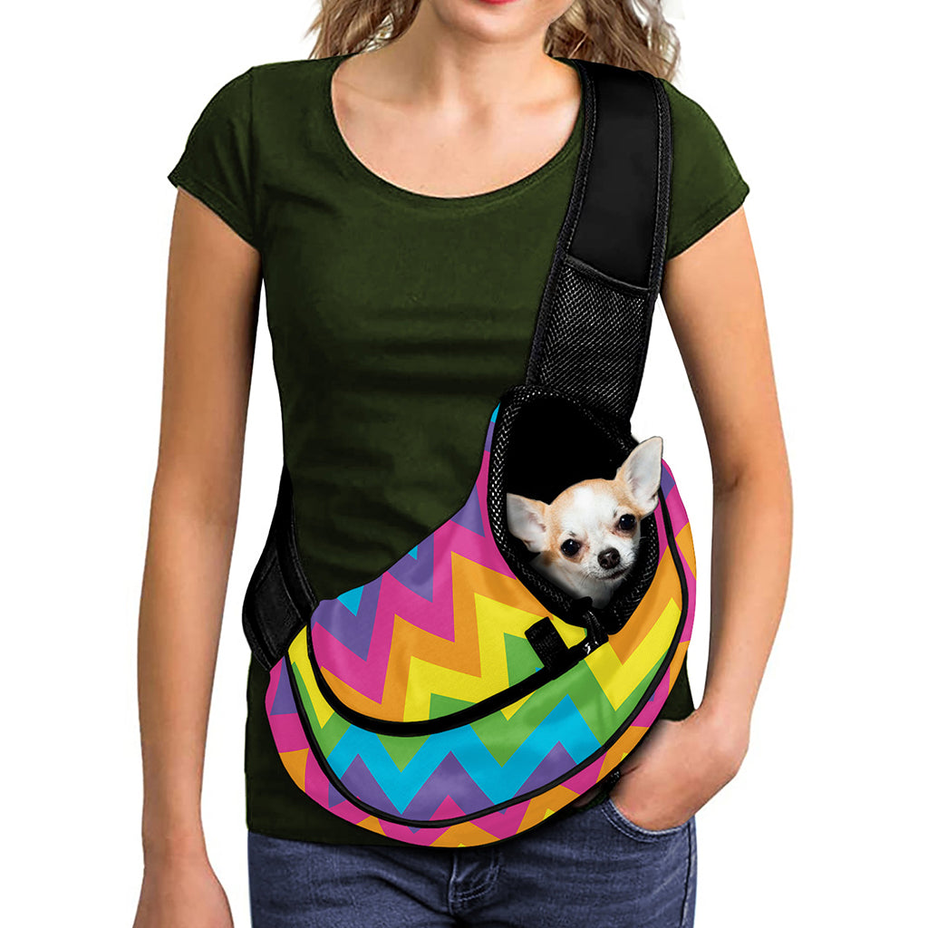Colorful Zigzag Pattern Print Pet Sling Carrier