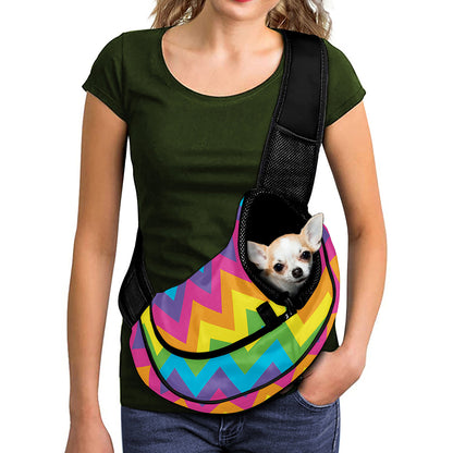 Colorful Zigzag Pattern Print Pet Sling Carrier