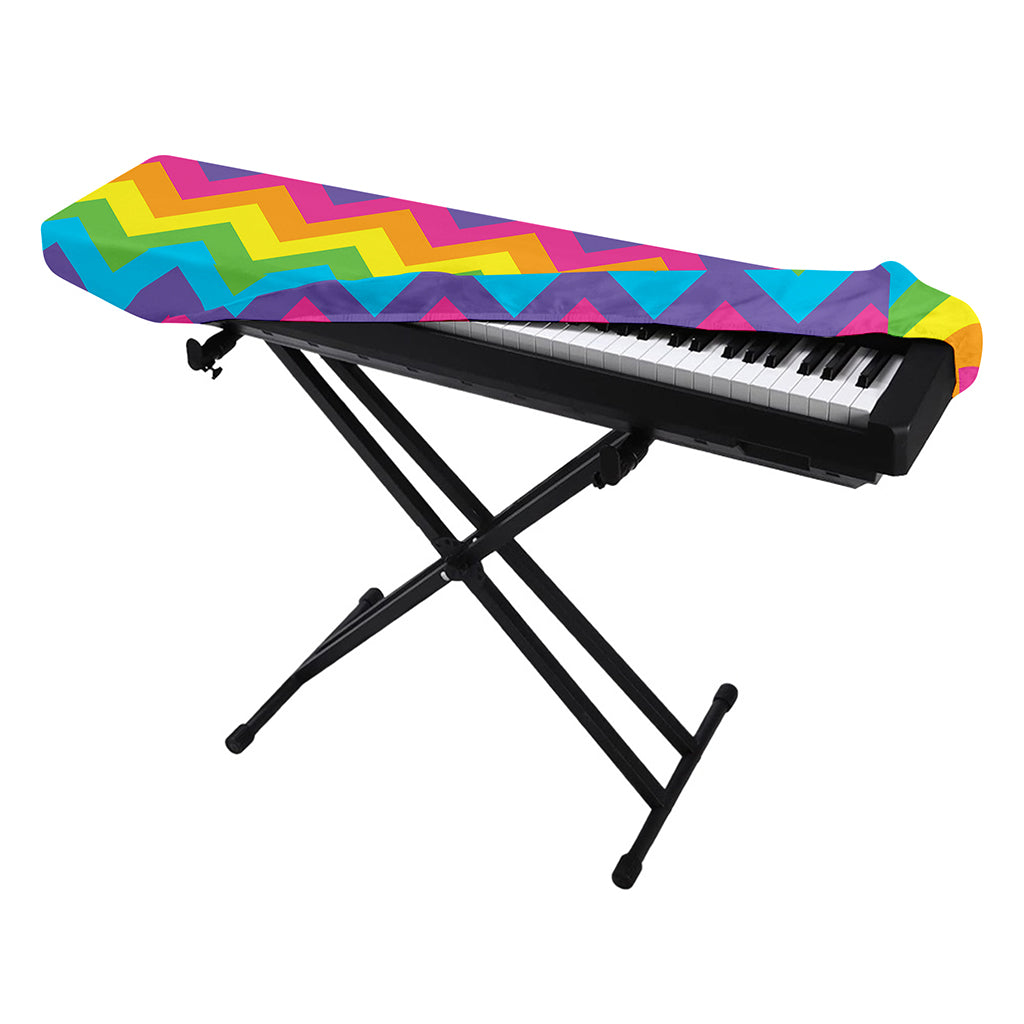 Colorful Zigzag Pattern Print Piano Keyboard Cover