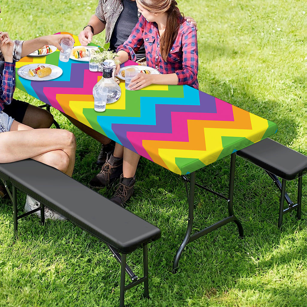 Colorful Zigzag Pattern Print Picnic Table Cover