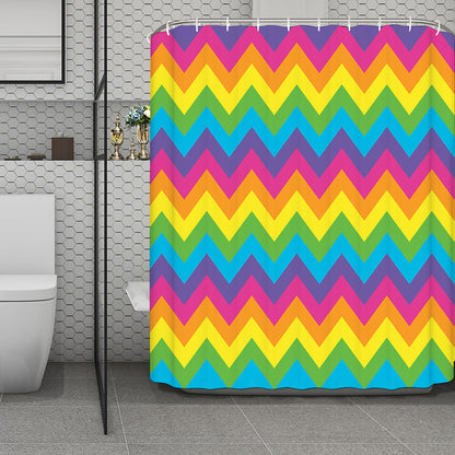 Colorful Zigzag Pattern Print Polyester Shower Curtain