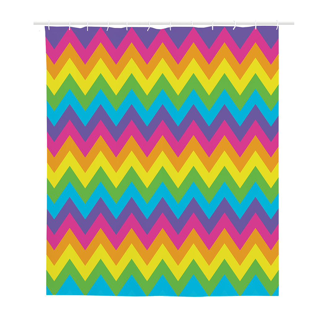 Colorful Zigzag Pattern Print Polyester Shower Curtain