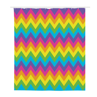 Colorful Zigzag Pattern Print Polyester Shower Curtain