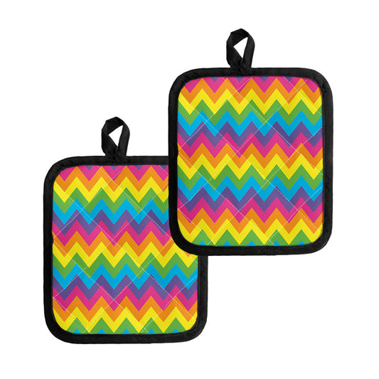 Colorful Zigzag Pattern Print Pot Holders