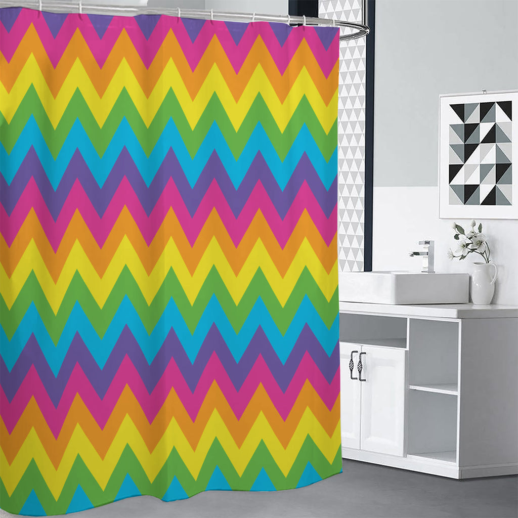 Colorful Zigzag Pattern Print Premium Shower Curtain