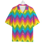 Colorful Zigzag Pattern Print Rayon Hawaiian Shirt
