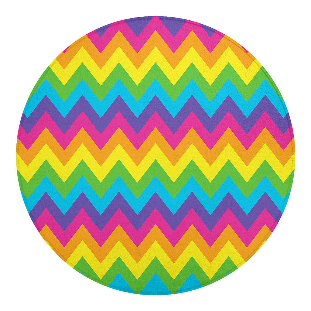 Colorful Zigzag Pattern Print Round Blanket