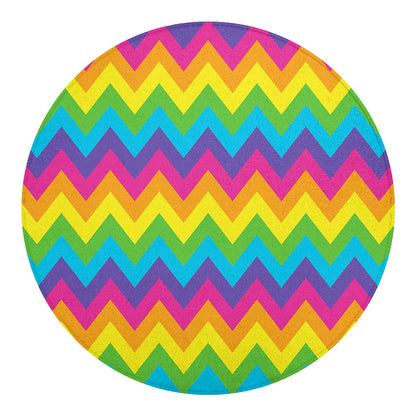 Colorful Zigzag Pattern Print Round Blanket