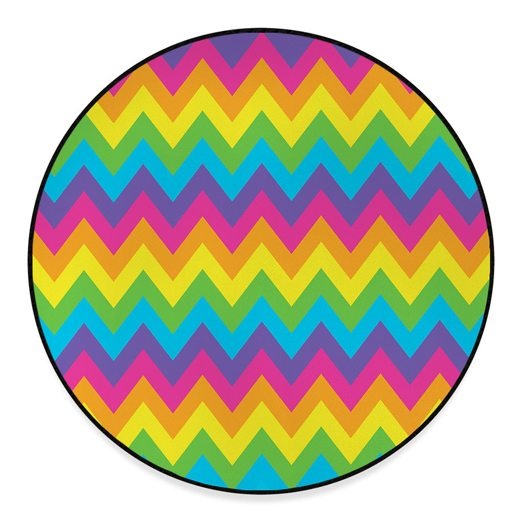 Colorful Zigzag Pattern Print Round Floor Mat