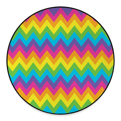 Colorful Zigzag Pattern Print Round Floor Mat