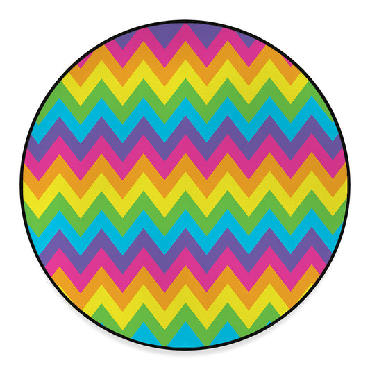 Colorful Zigzag Pattern Print Round Floor Mat