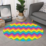 Colorful Zigzag Pattern Print Round Rug