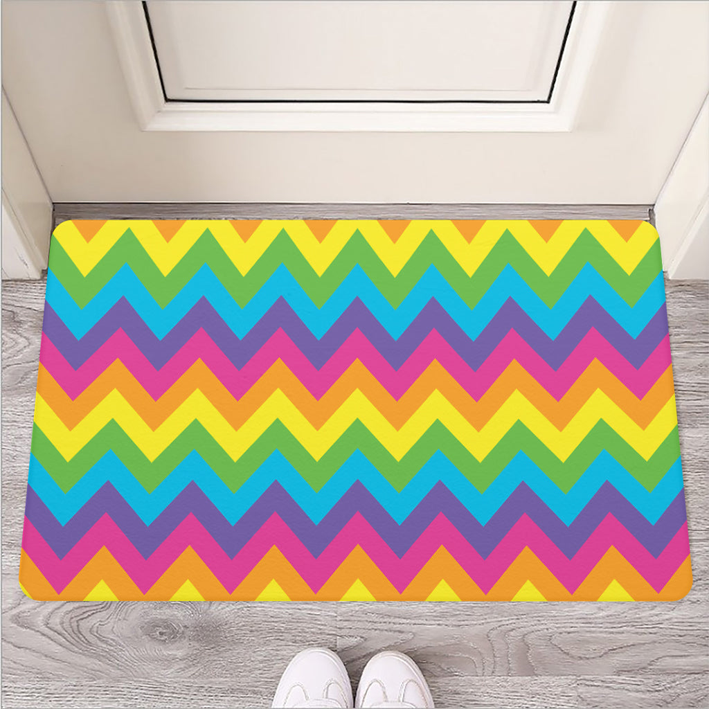 Colorful Zigzag Pattern Print Rubber Doormat