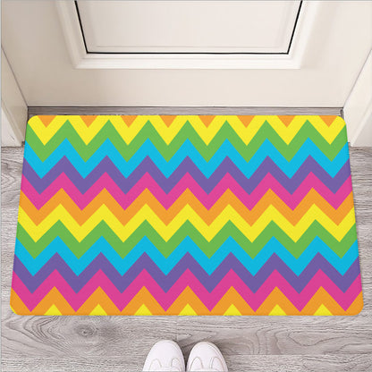 Colorful Zigzag Pattern Print Rubber Doormat