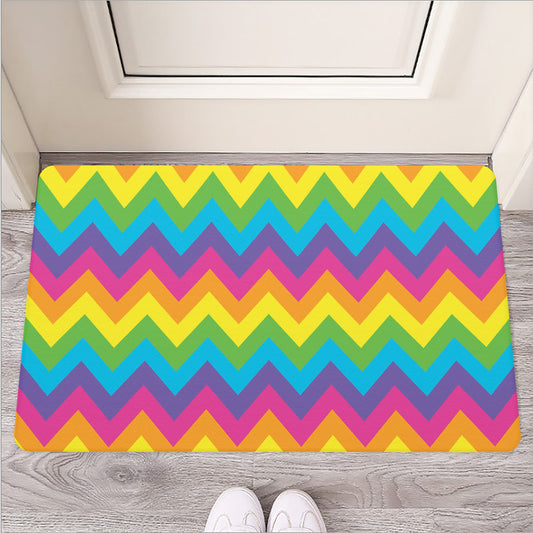Colorful Zigzag Pattern Print Rubber Doormat