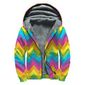 Colorful Zigzag Pattern Print Sherpa Lined Zip Up Hoodie