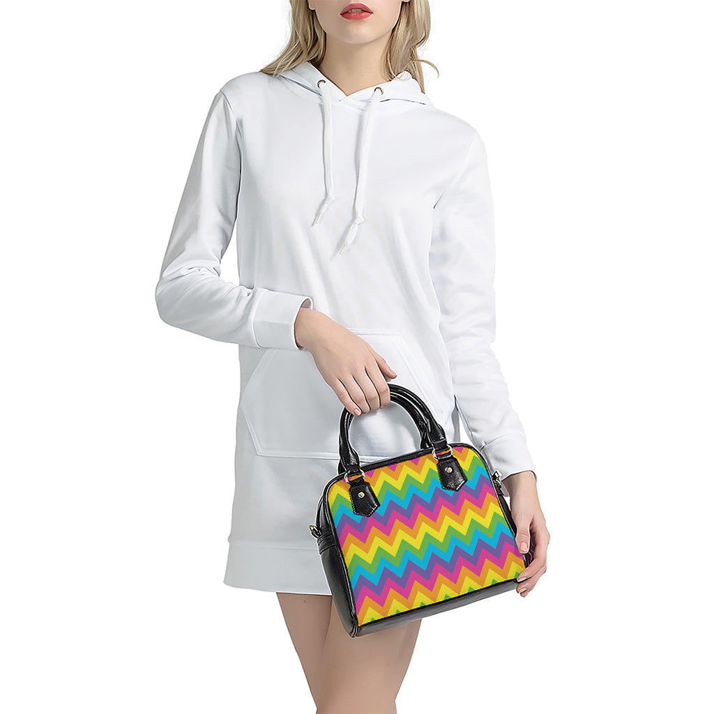 Colorful Zigzag Pattern Print Shoulder Handbag
