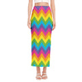 Colorful Zigzag Pattern Print Side Slit Maxi Skirt