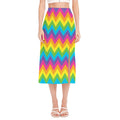 Colorful Zigzag Pattern Print Side Slit Midi Skirt