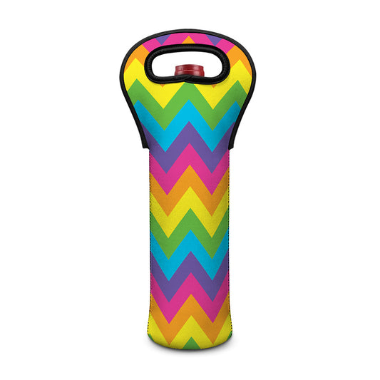 Colorful Zigzag Pattern Print Single Neoprene Wine Tote