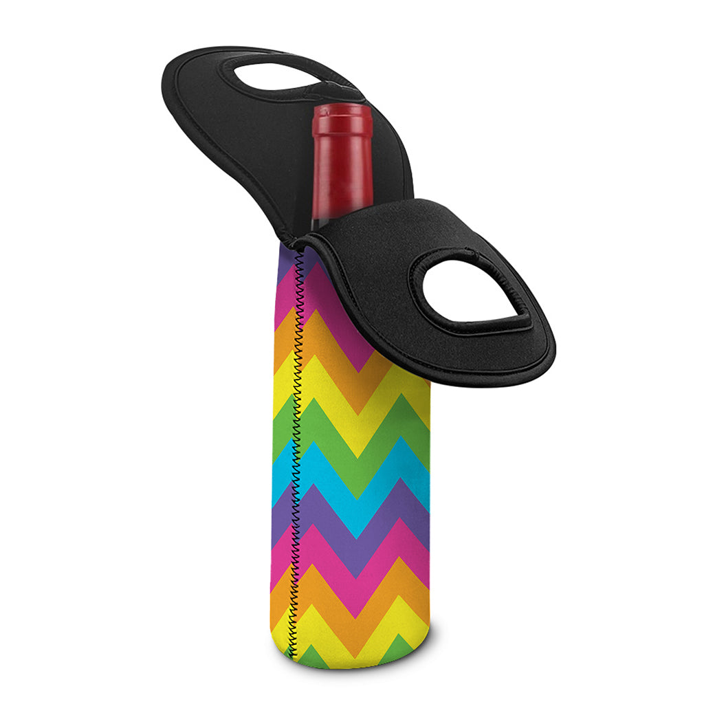 Colorful Zigzag Pattern Print Single Neoprene Wine Tote