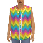 Colorful Zigzag Pattern Print Sleeveless Baseball Jersey