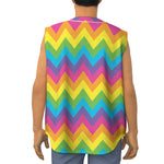 Colorful Zigzag Pattern Print Sleeveless Baseball Jersey
