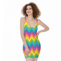 Colorful Zigzag Pattern Print Sleeveless Bodycon Dress