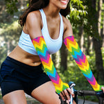 Colorful Zigzag Pattern Print Sun Protection Arm Sleeves