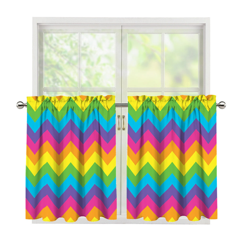 Colorful Zigzag Pattern Print Tier Curtains
