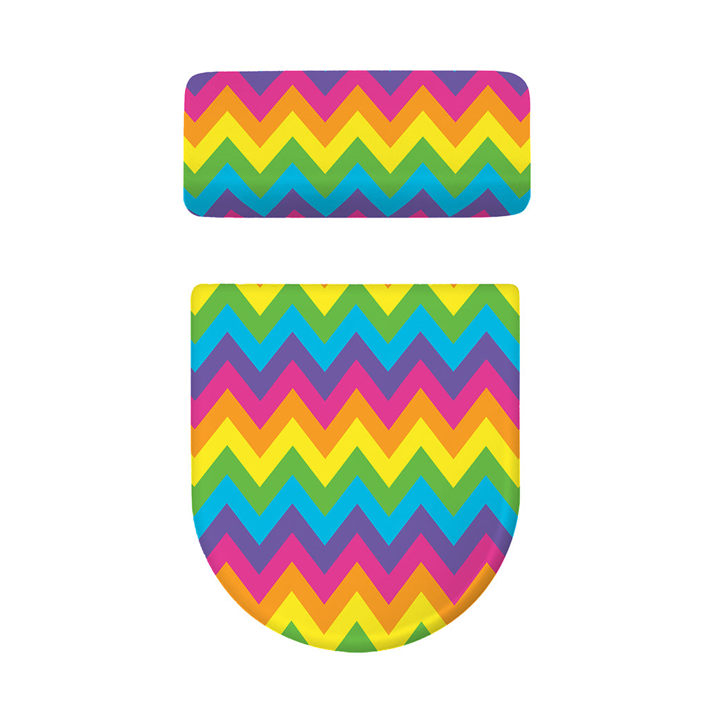 Colorful Zigzag Pattern Print Toilet Lid And Tank Cover Set