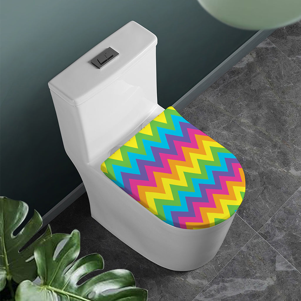 Colorful Zigzag Pattern Print Toilet Lid Cover
