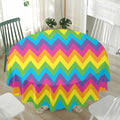 Colorful Zigzag Pattern Print Waterproof Round Tablecloth