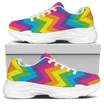 Colorful Zigzag Pattern Print White Chunky Shoes