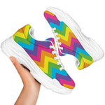 Colorful Zigzag Pattern Print White Chunky Shoes