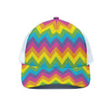 Colorful Zigzag Pattern Print White Mesh Trucker Hat