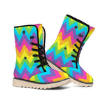 Colorful Zigzag Pattern Print Winter Boots