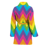 Colorful Zigzag Pattern Print Women's Bathrobe
